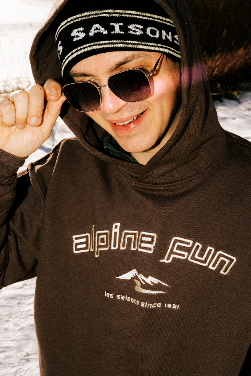 vintage les saisons Alpine fun hoodie brown 