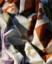 Close up of a checkered blanket