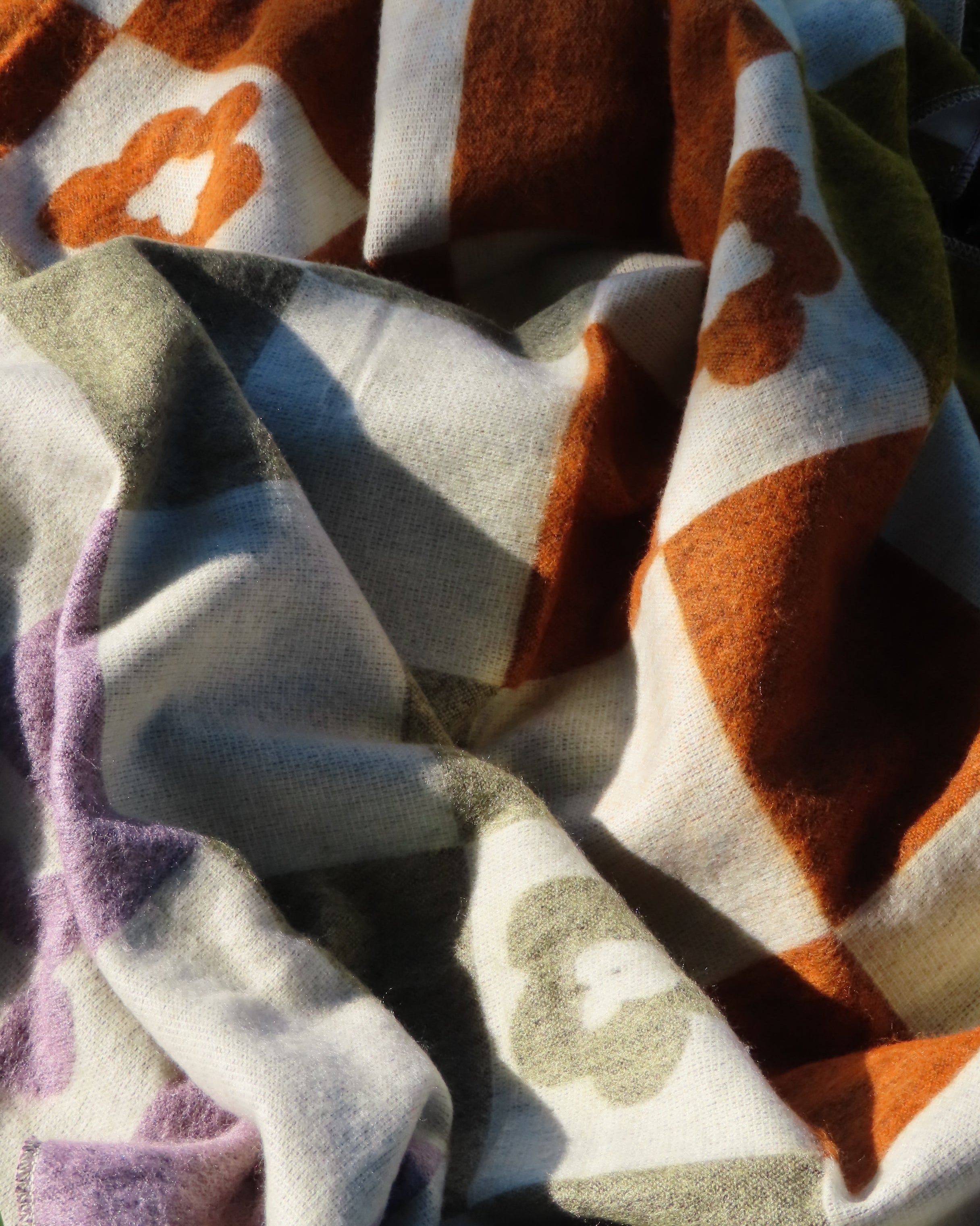 Close up of a checkered blanket
