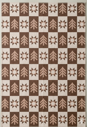 Flat lay of a brown blanket with forest pattern