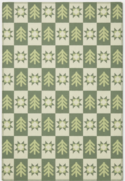 Green blanket with forest pattern in color green and beige