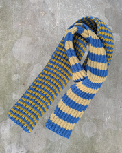 Blue and yellow striped Merino scarf  Les Saisons foulard