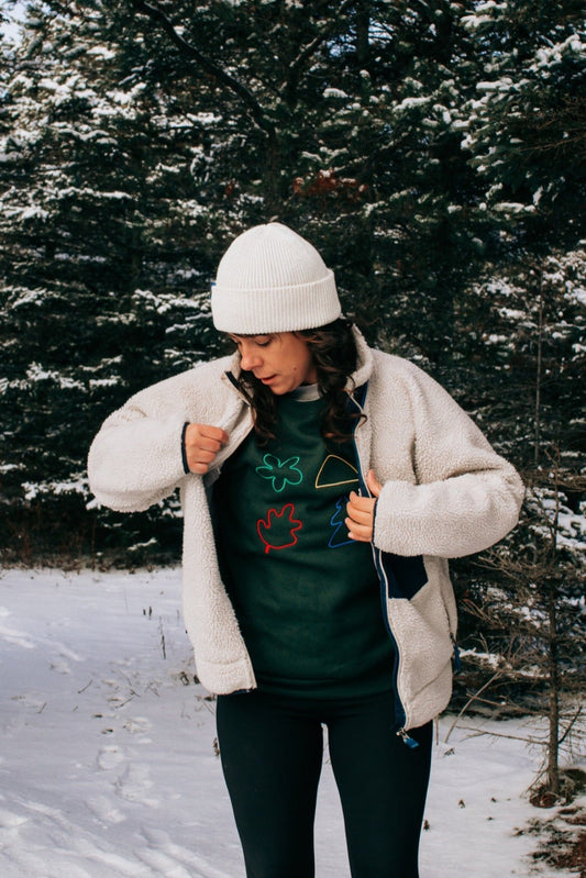 retro crewneck forest green made in canada les saisons