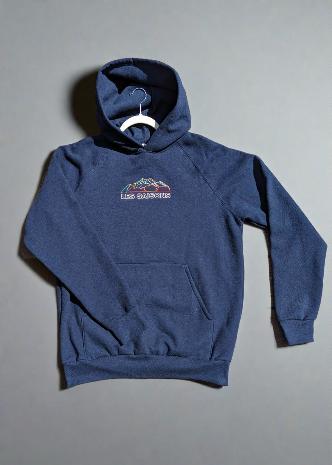 mountains lines les Saisons navy hoodie made in Canada