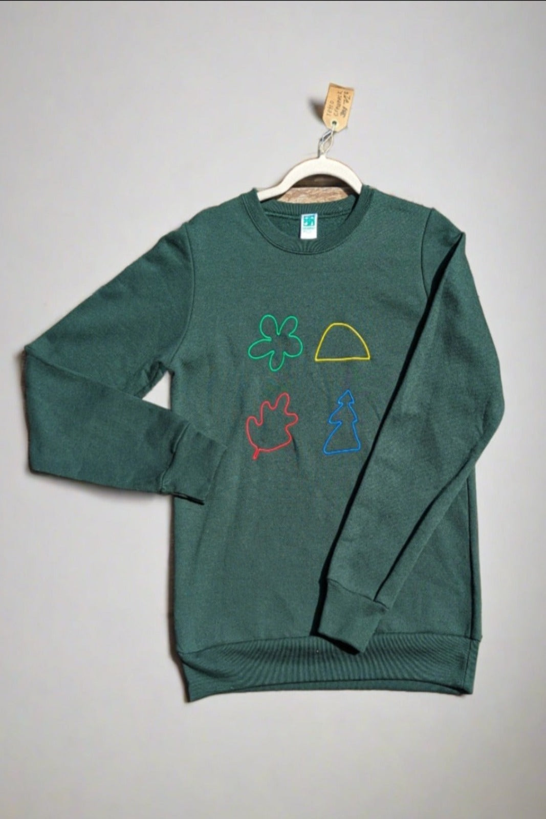 Green Forest Crewneck with our logo icon, made in Canada
