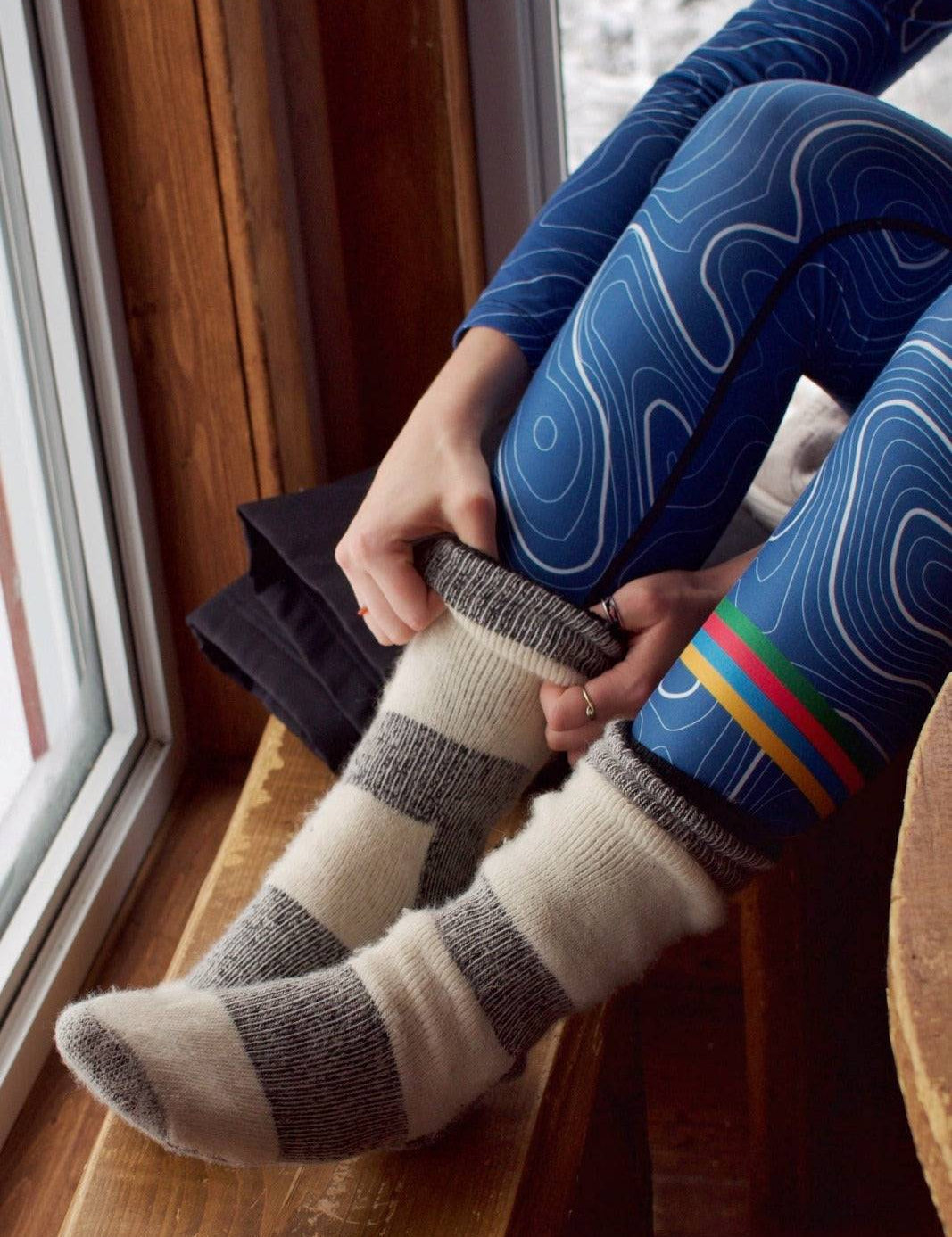 Thermal socks merino cold days outdoor neutral colors Les Saisons