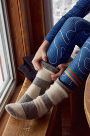 Thermal socks merino cold days outdoor neutral colors Les Saisons