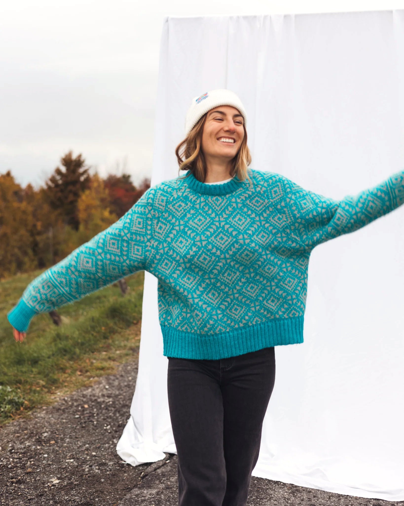 Tricot Mérino Bleu | Fabriqué au Népal