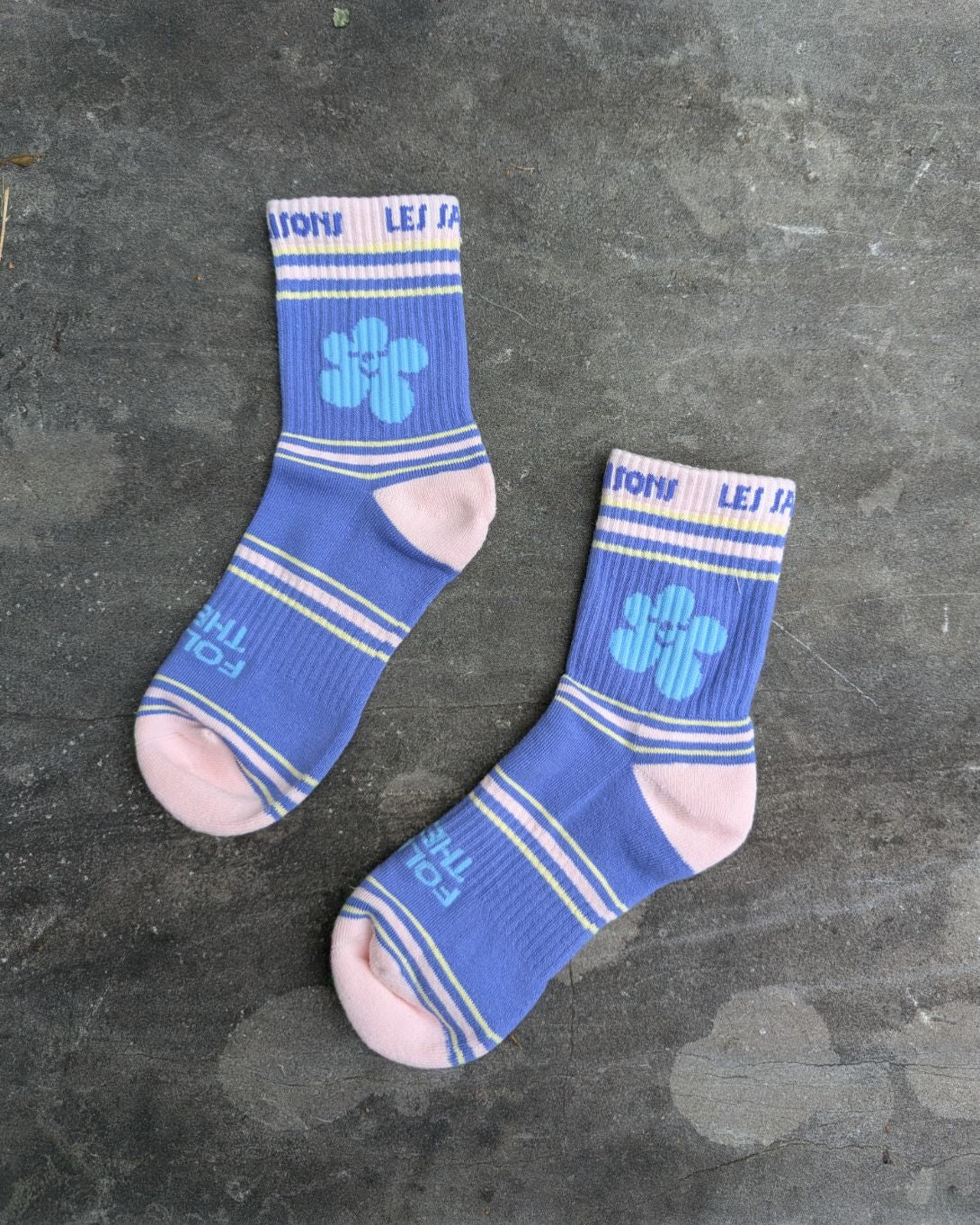colorful crew socks les Saisons with flowers