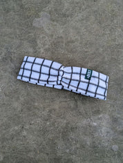 Black and white tiled fleece bandana