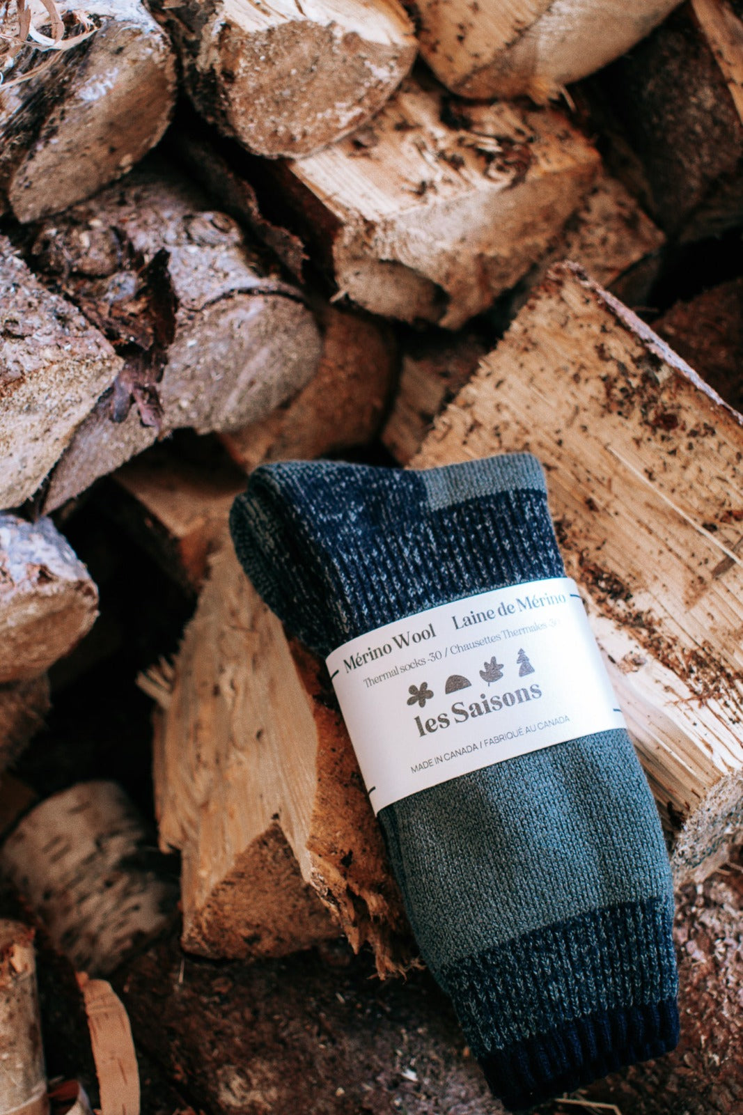 merino socks made in Canada Kaki